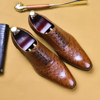 Spring New Ostrich Pattern Leather Shoes Men Business Dress Pointed Hand-Woven Oxford Shoes British Men's Shoes 
Spring New Ostrich Pattern Leather Shoes Men Business Dress Pointed Hand-Woven Oxford Shoes British Men's Shoes