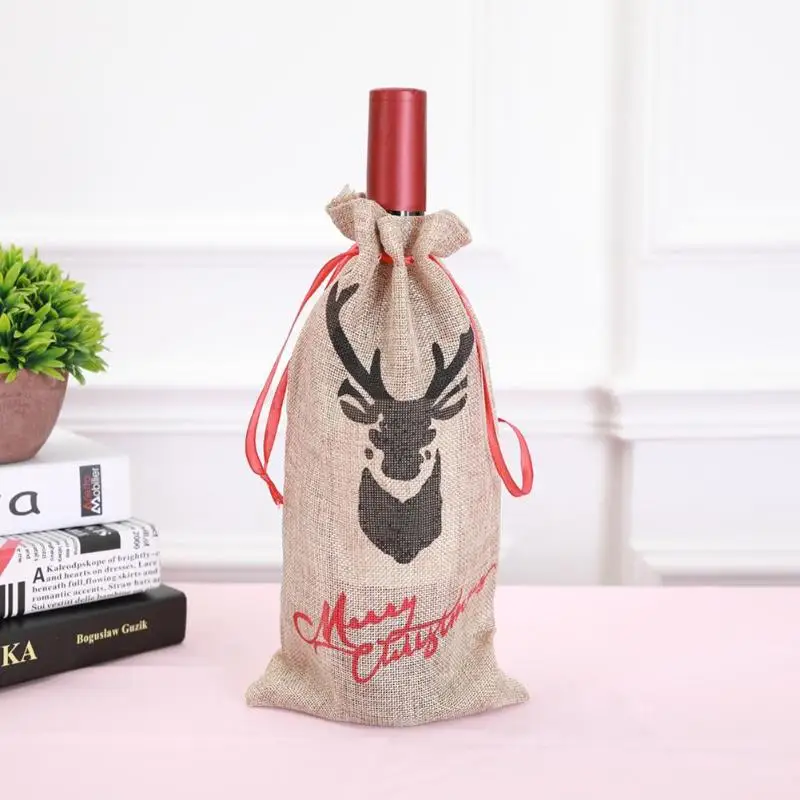 1pc Retro Christmas Jute Burlap Wine Bottle Cover Elk Printed Linen Gift Bag Xmas Decoration For Home Table Dinner Decor
1pc Retro Christmas Jute Burlap Wine Bottle Cover Elk Printed Linen Gift Bag Xmas Decoration For Home Table Dinner Decor