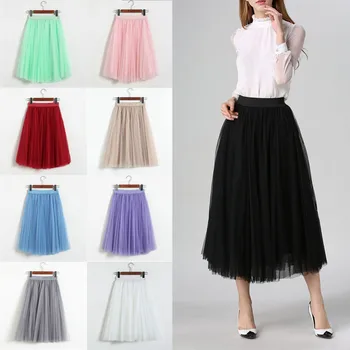 2018 New Fashion Women's Multicolor Adult Tulle Skirt Elastic High Waist Pleated Midi Skirt Female Lace Club Dance Clothing
2018 New Fashion Women's Multicolor Adult Tulle Skirt Elastic High Waist Pleated Midi Skirt Female Lace Club Dance Clothing