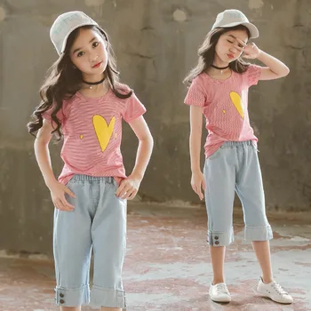Kids Clothes Girls Summer Little Girls Clothing Set Boutique Outfits Toddler Children T Shirt+ Denim Capri Pants 2 to 13 Years
Kids Clothes Girls Summer Little Girls Clothing Set Boutique Outfits Toddler Children T Shirt+ Denim Capri Pants 2 to 13 Years