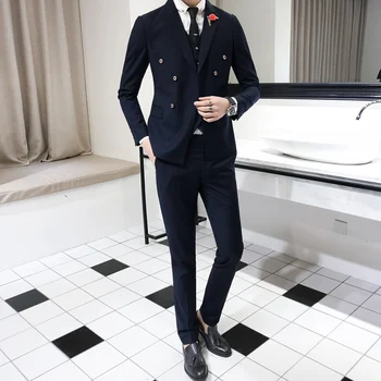 2019 new Spring Slim fit Men's Blazer black Mens Suits England royal blue Double Breasted men Suit Three Pieces terno masculino
2019 new Spring Slim fit Men's Blazer black Mens Suits England royal blue Double Breasted men Suit Three Pieces terno masculino