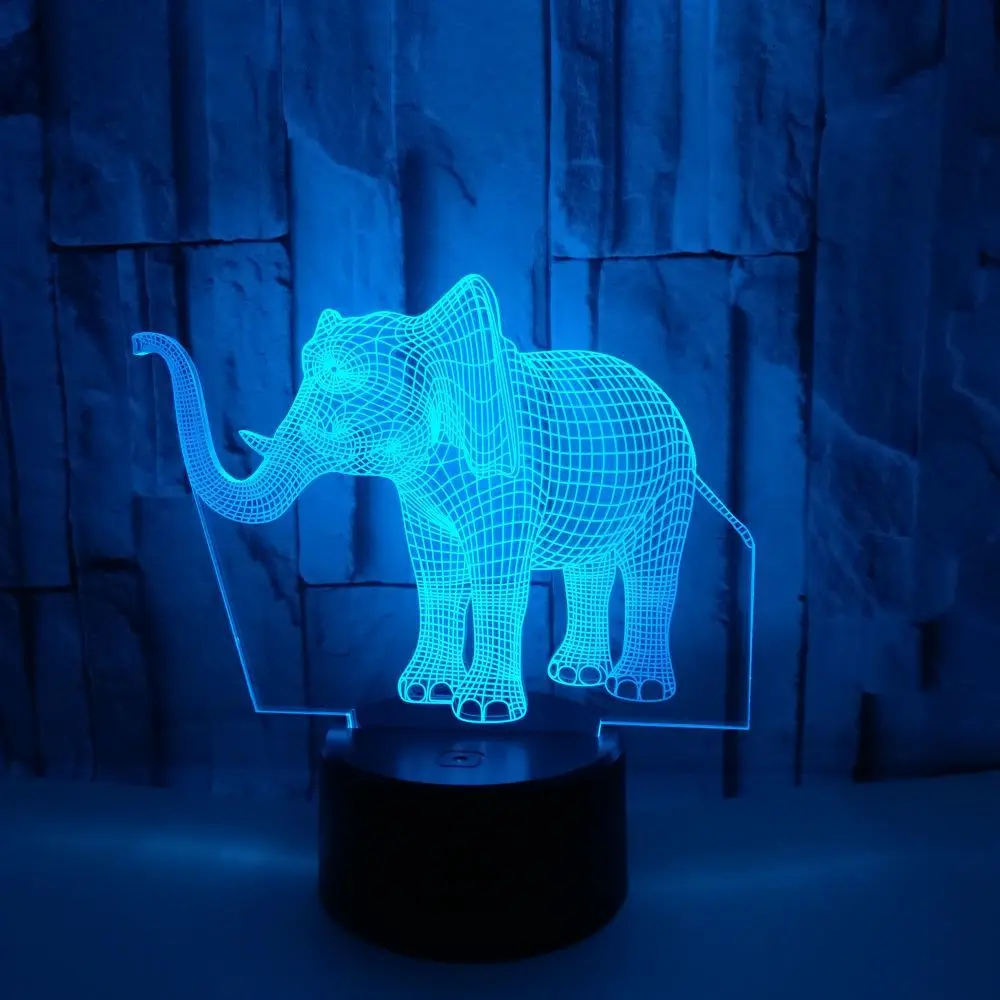 Слон 3d лампа красочное Сенсорное украшение подарок маленькие настольные лампы