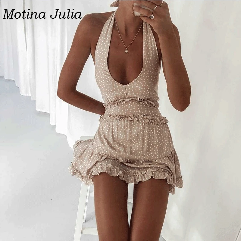 Motina Julia 2019 summer dot print sundress women deep v neck frilled dress mini dress female day dress ruffle
Motina Julia 2019 summer dot print sundress women deep v neck frilled dress mini dress female day dress ruffle