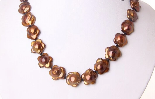 N2726stunning big 17mm baroque coffee flower freshwater cultured pearl necklace % Discount AAA
N2726stunning big 17mm baroque coffee flower freshwater cultured pearl necklace % Discount AAA