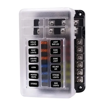 New 1 Set 12V 32V Plastic Cover Fuse Box Holder M5 Stud With LED Indicator Light 12 Ways Blade for Auto Car Boat Marine Trike 
New 1 Set 12V 32V Plastic Cover Fuse Box Holder M5 Stud With LED Indicator Light 12 Ways Blade for Auto Car Boat Marine Trike