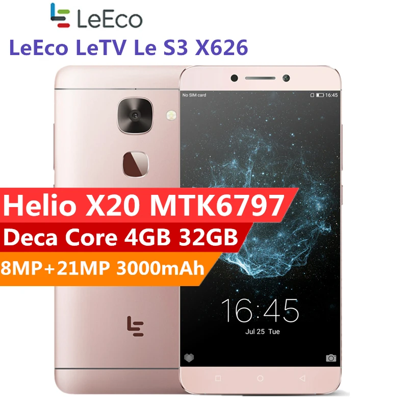 

Original Letv LeEco Le S3 X626 Smartphone Helio X20 MTK6797 Deca Core 4GB RAM 32GB/64GB ROM 5.5 Inch 3000mAh Mobile Phone