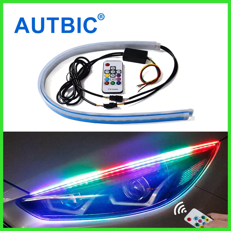 LED DRL Daytime Running Light RGB LED Strip Lamp Flowing Turn Signal Waterproof Flexible Universal For Cars 12V Remote Control
LED DRL Daytime Running Light RGB LED Strip Lamp Flowing Turn Signal Waterproof Flexible Universal For Cars 12V Remote Control