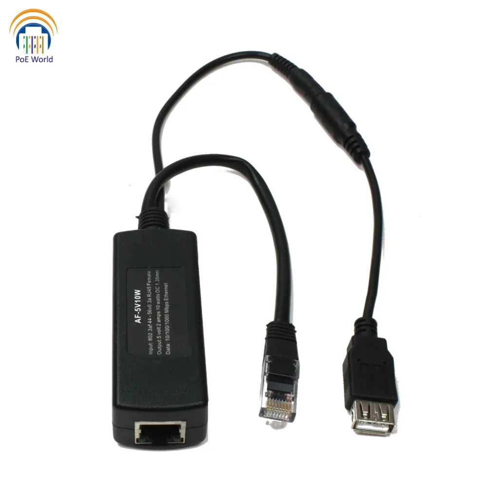 802.3af POE Splitter Gigabit power over ethernet splitter separator with 5V10W output with female USB adapter for 5V USB devices
802.3af POE Splitter Gigabit power over ethernet splitter separator with 5V10W output with female USB adapter for 5V USB devices