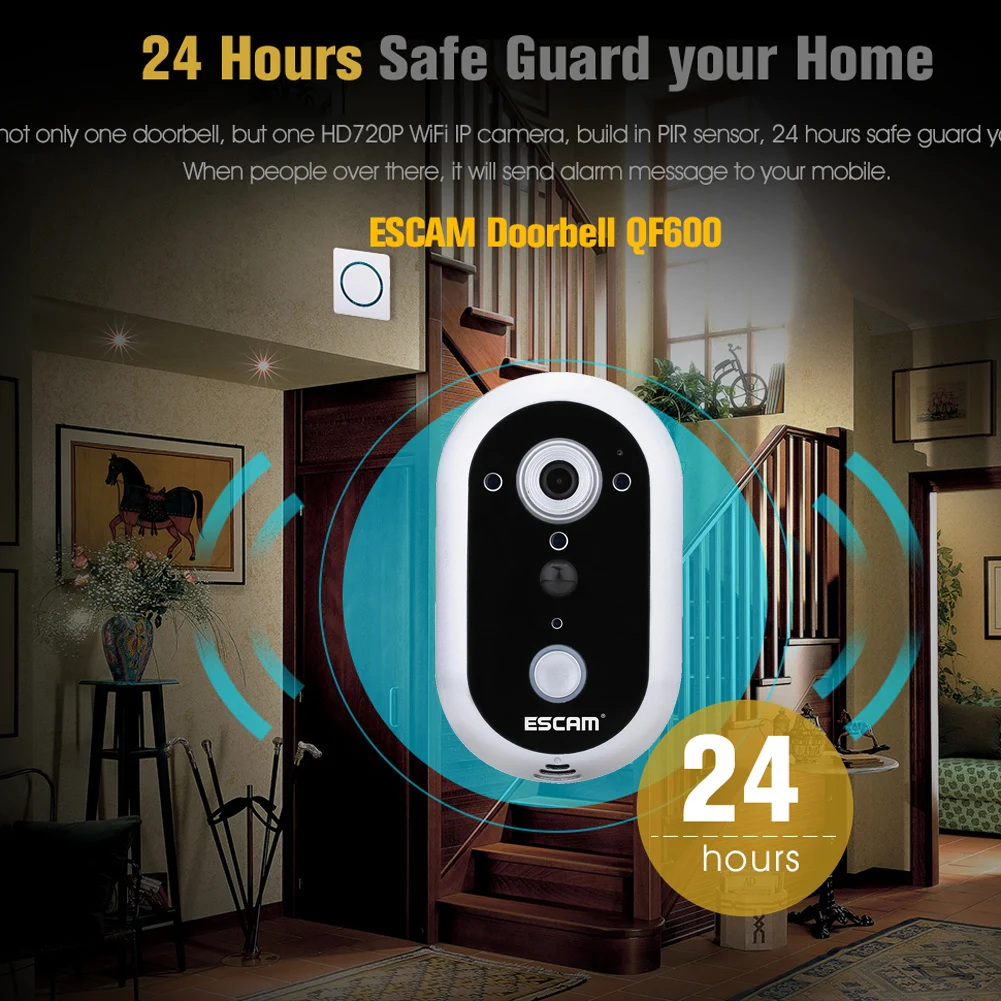 Silver Escam Wireles Doorbell Wifi Mini IP Camera HD P2P Indoor Surveillance Night Vision Security Door Intercom
Silver Escam Wireles Doorbell Wifi Mini IP Camera HD P2P Indoor Surveillance Night Vision Security Door Intercom
