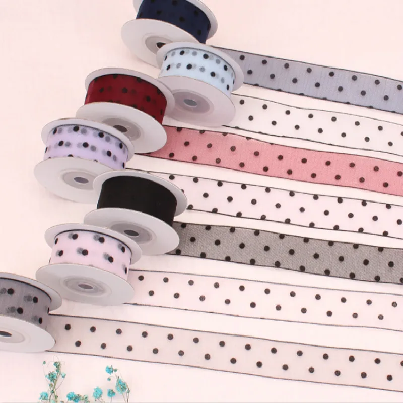 New (5 Meter/roll) 1''25mm Printing Dot Organza Ribbon Wedding Party Decoration Gift Wrapping Hair Bows DIY Christmas Ribbon
New (5 Meter/roll) 1''25mm Printing Dot Organza Ribbon Wedding Party Decoration Gift Wrapping Hair Bows DIY Christmas Ribbon