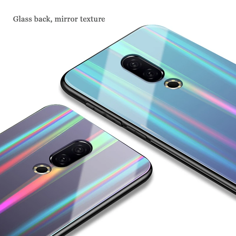 Luxury Gradient Tempered Glass Case For Meizu 16th Case Fashion RainBow Soft Frame Cover Coque For MeiZu 16th Plus Case Fundas (7)