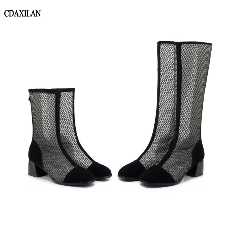 CDAXILAN new arriivals boots women breathable mesh suede stylolitic knee-high boost middle heels round toe summer ladies shoes
CDAXILAN new arriivals boots women breathable mesh suede stylolitic knee-high boost middle heels round toe summer ladies shoes