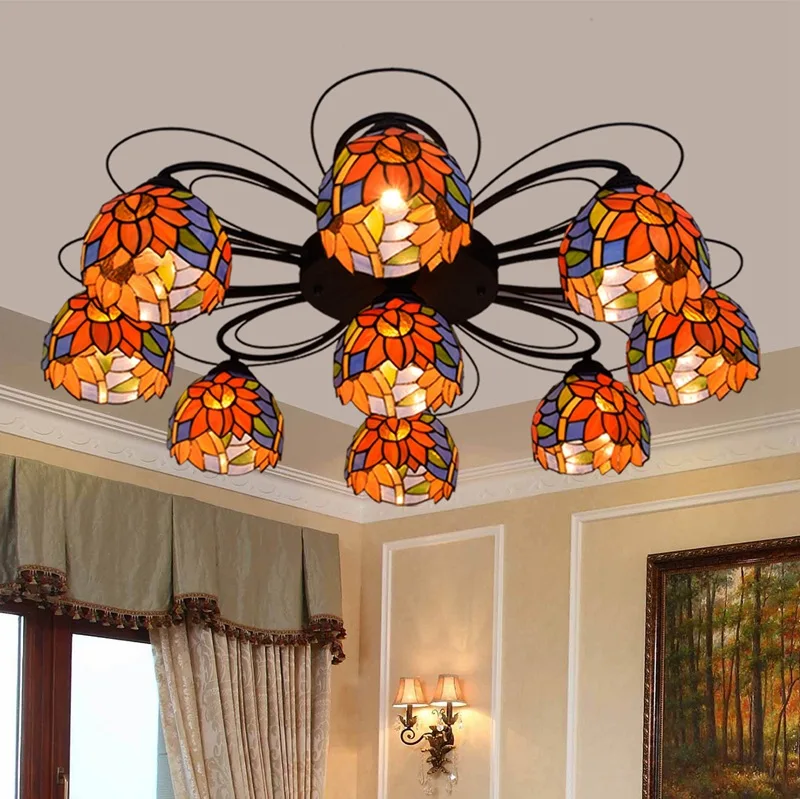 stained glass sitting room dining-room bedroom long dome light blue American rural countryside Sunflower 379 ceiling 100-240V
stained glass sitting room dining-room bedroom long dome light blue American rural countryside Sunflower 379 ceiling 100-240V