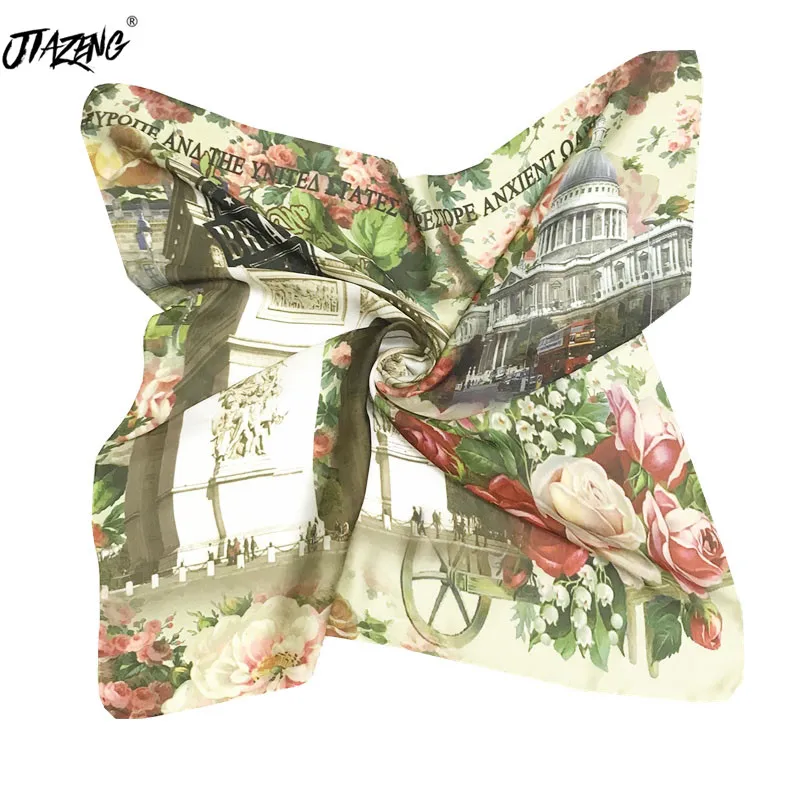 Фото Весна-лето 2019 лидер продаж цветочный архитектурный платок шелковые | Женские шарфы (33002270594)