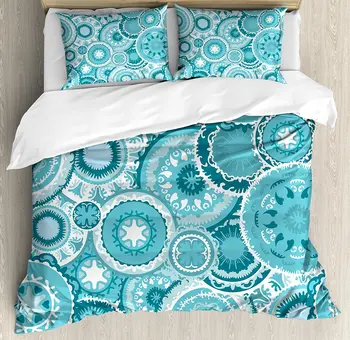 Aqua Duvet Cover Set Tribal Hippie Ethnic Floral Leaves Mandala Rounds Traditional Elements Print Bedding Set
Aqua Duvet Cover Set Tribal Hippie Ethnic Floral Leaves Mandala Rounds Traditional Elements Print Bedding Set
