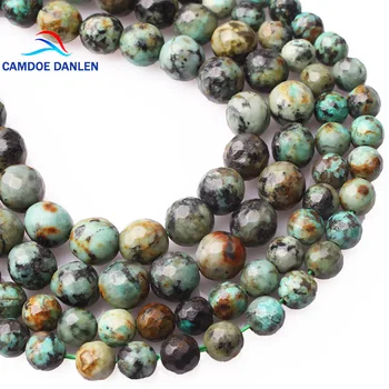 

CAMDOE DANLEN Natural Gem Stone Faceted African Turquoises Beads 4 6 8 10 12MM Fit Diy Accessory Bracelet Beads Jewelry Making
