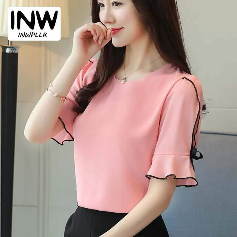 Women Blouses Summer Short Sleeve Chiffon Blouse 2018 Plus Size Tops Solid O-neck Femme Shirts Fashion Pink Red Blusas Mujer
Women Blouses Summer Short Sleeve Chiffon Blouse 2018 Plus Size Tops Solid O-neck Femme Shirts Fashion Pink Red Blusas Mujer