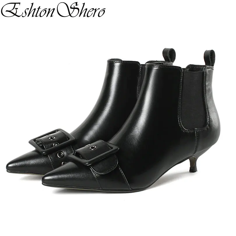EshtonShero Women Ankle Boots Shoes Woman Thin Low Heels Leather+PU Pointed Toe Black Buckle Ladies Motorcycle Boots Size 34-43
EshtonShero Women Ankle Boots Shoes Woman Thin Low Heels Leather+PU Pointed Toe Black Buckle Ladies Motorcycle Boots Size 34-43
