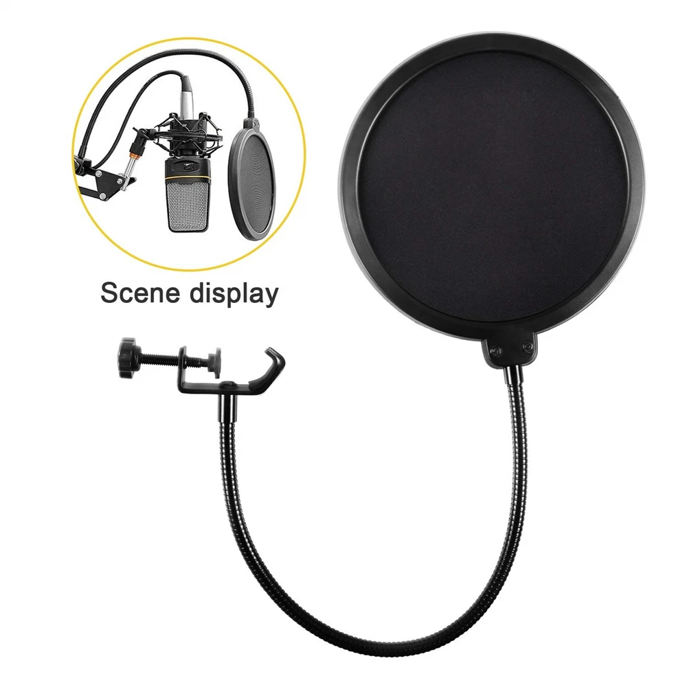 Professional Clamp On Microphone Pop Filter Bilayer Recording Spray Guard Double Mesh Screen for Windscreen Studio
Professional Clamp On Microphone Pop Filter Bilayer Recording Spray Guard Double Mesh Screen for Windscreen Studio