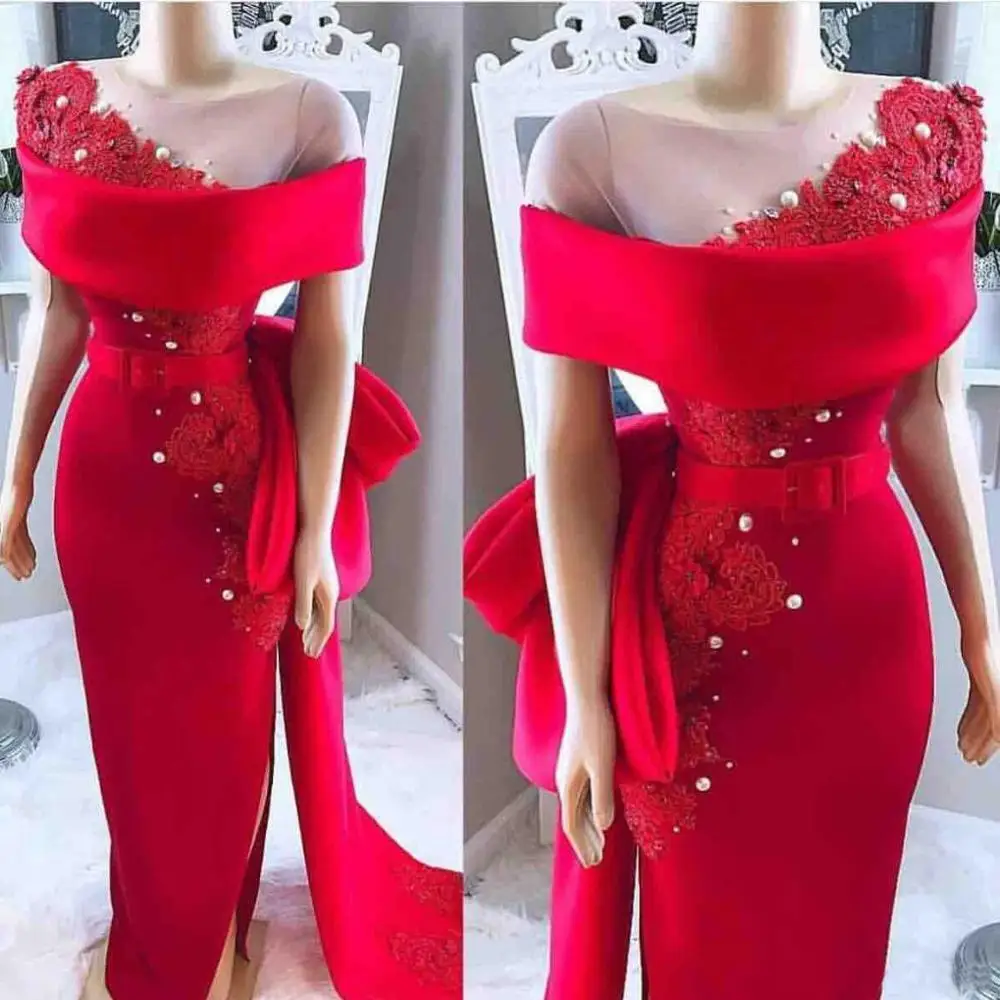 Elegant Scoop Red Sheath Evening Dresses Lace Appliques Beaded Formal Party Gowns Sheer Neck Floor Length Prom Gowns Custom Made 
Elegant Scoop Red Sheath Evening Dresses Lace Appliques Beaded Formal Party Gowns Sheer Neck Floor Length Prom Gowns Custom Made
