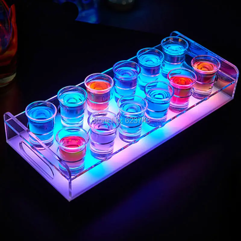 4Pcs 12-Bottle Shot Glass Tray Bullet Vodka Cup Cocktail drinkware Holder colorful LED rechargeable light up Wine cup rack bars
4Pcs 12-Bottle Shot Glass Tray Bullet Vodka Cup Cocktail drinkware Holder colorful LED rechargeable light up Wine cup rack bars