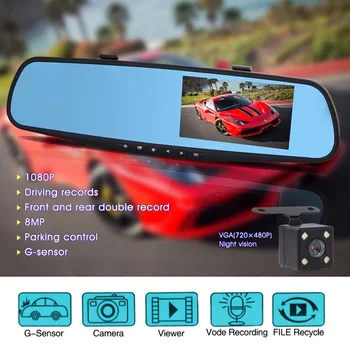 HD 1080P In-Car Rear View Mirror Camera with 4.3Inch Display Screen Motion Detection Recorder NJ88
HD 1080P In-Car Rear View Mirror Camera with 4.3Inch Display Screen Motion Detection Recorder NJ88