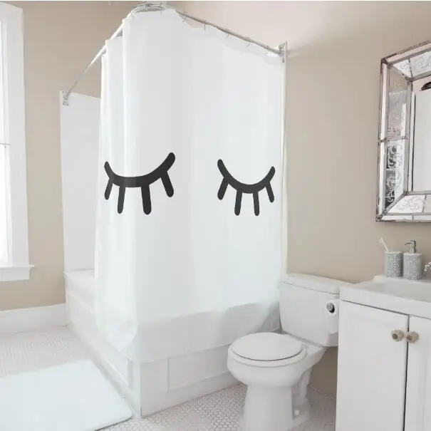 Cute Black EyeLash Pattern Bath Curtain Set Modern Minimal Eye Lash Kids Shower Curtains for Bathroom Waterproof Polyester Gift
Cute Black EyeLash Pattern Bath Curtain Set Modern Minimal Eye Lash Kids Shower Curtains for Bathroom Waterproof Polyester Gift