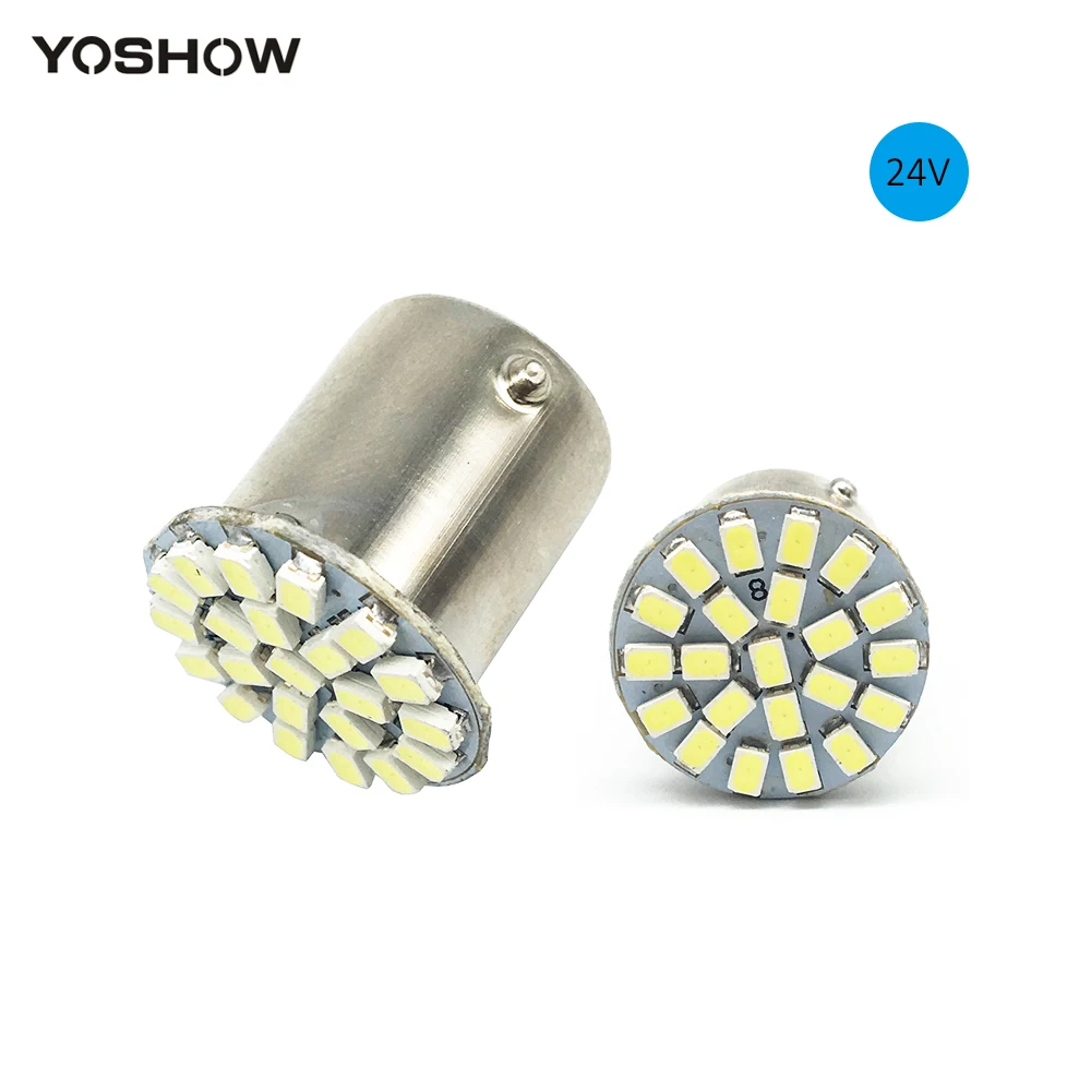 Фото YOSHOW 10pcs 24V 1206 22 SMD 3020 22LED Led Bulbs P21W 1156 BA15S 1157 BAY15D S25 Socket Auto Turn Signal Brake Lights White  | Сигнальная лампа (32968748784)