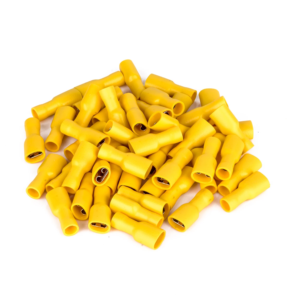 100pcs Yellow Male & Female Spade Blade Connectors Insulated Sealed Electrical Wire Crimp Terminal Mixed Assortment Kit for Car