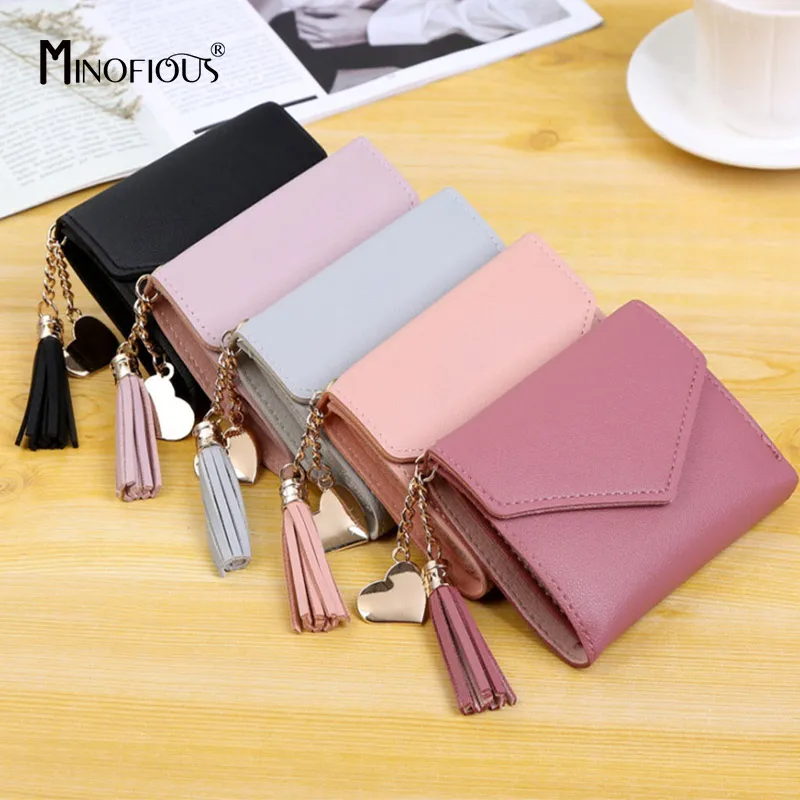 MINOFIOUS Fashion Solid Tassel Women Wallet Credit Cards Small PU Leather Purse Hasp Mini Money Purse Womens Short Wallets
MINOFIOUS Fashion Solid Tassel Women Wallet Credit Cards Small PU Leather Purse Hasp Mini Money Purse Womens Short Wallets