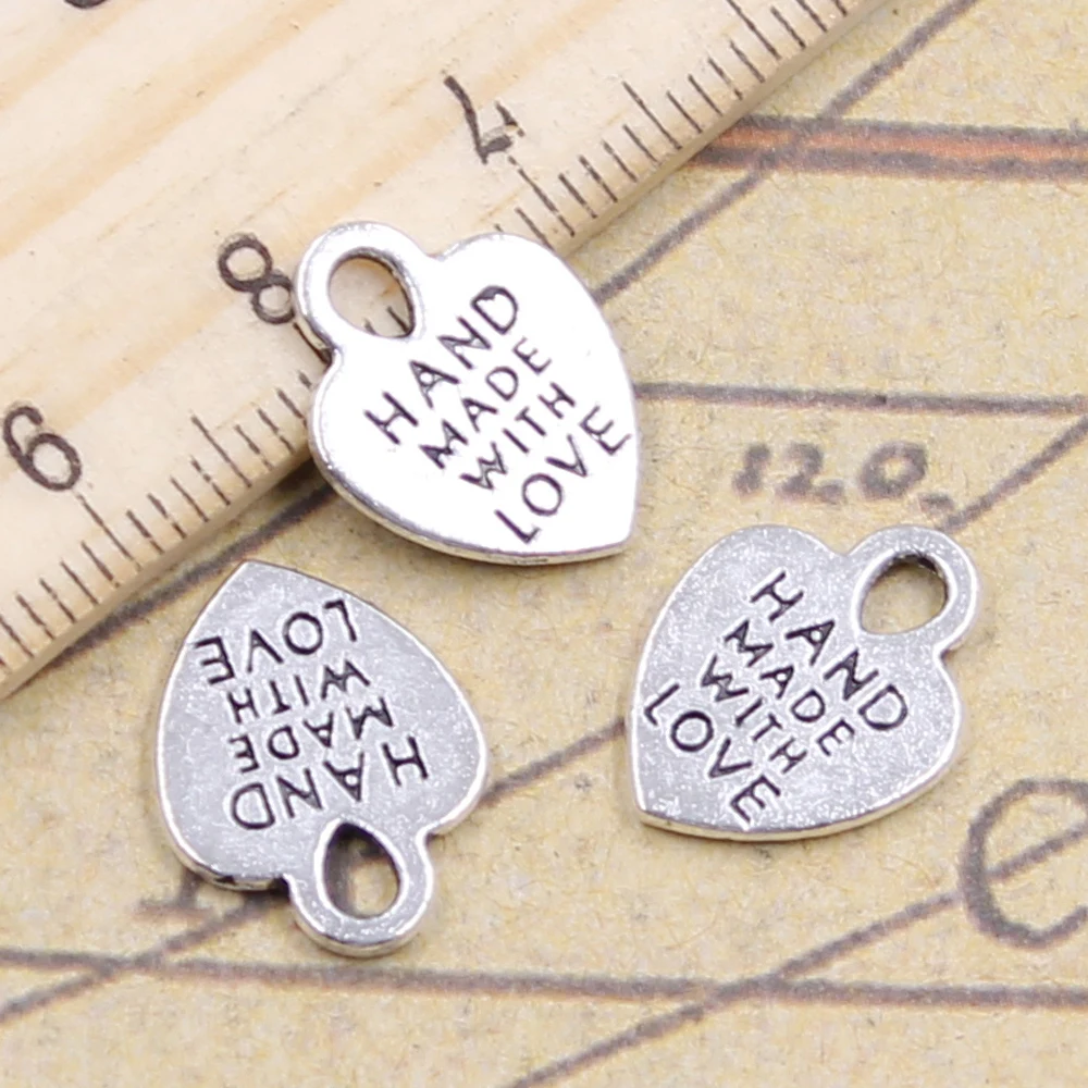 Tibetan Alloy Pendant ALWAYS IN MY HEART Charm Double sided Heart Antique Silver