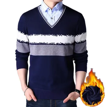 Men's Winter Plus Velvet Thick Stripe Fake Two-piece Turtleneck Sweater Men's Warm Pullover Large Size 4XL 11 Color Knit Sweater
Men's Winter Plus Velvet Thick Stripe Fake Two-piece Turtleneck Sweater Men's Warm Pullover Large Size 4XL 11 Color Knit Sweater