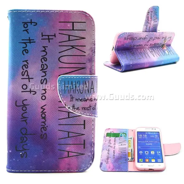 For font b Samsung b font G360 font b Case b font Hakuna Matata Leather Wallet