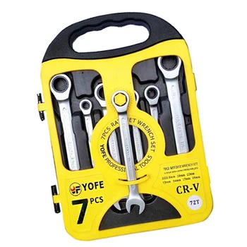 LIXF-YOFE 7pcs/set 8-19 full polishing fast ratchet wrench plastic box set yellow
LIXF-YOFE 7pcs/set 8-19 full polishing fast ratchet wrench plastic box set yellow
