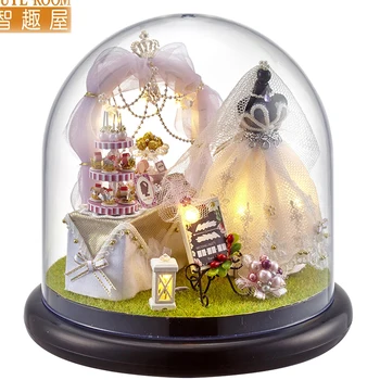 Furniture DIY Doll House Wodden Miniatura Doll Houses Furniture Kit Glass Cover Assemble Dollhouse Toys For Children gift B22
Furniture DIY Doll House Wodden Miniatura Doll Houses Furniture Kit Glass Cover Assemble Dollhouse Toys For Children gift B22