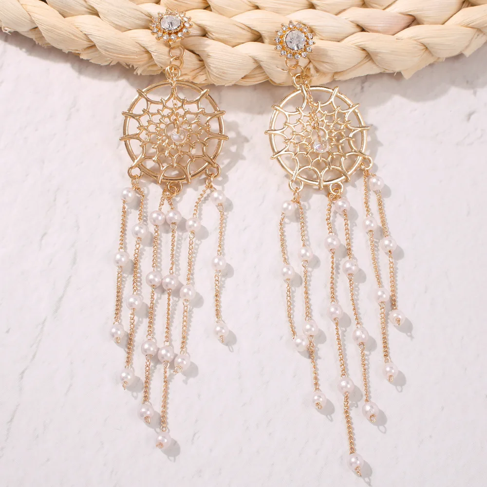 JOUVAL Ethnic Long Tassel Earrings Dream Catcher Bohemian Earring For Women Drop Earings Hanging With Pearl 2019 Boho Jewelry
JOUVAL Ethnic Long Tassel Earrings Dream Catcher Bohemian Earring For Women Drop Earings Hanging With Pearl 2019 Boho Jewelry