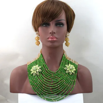 Luxury 15 Layers Solid Green Nigerian Wedding African Beads Jewelry Set Dubai Gold Full Beads Bridal Jewlery Free Shipping WD155
Luxury 15 Layers Solid Green Nigerian Wedding African Beads Jewelry Set Dubai Gold Full Beads Bridal Jewlery Free Shipping WD155