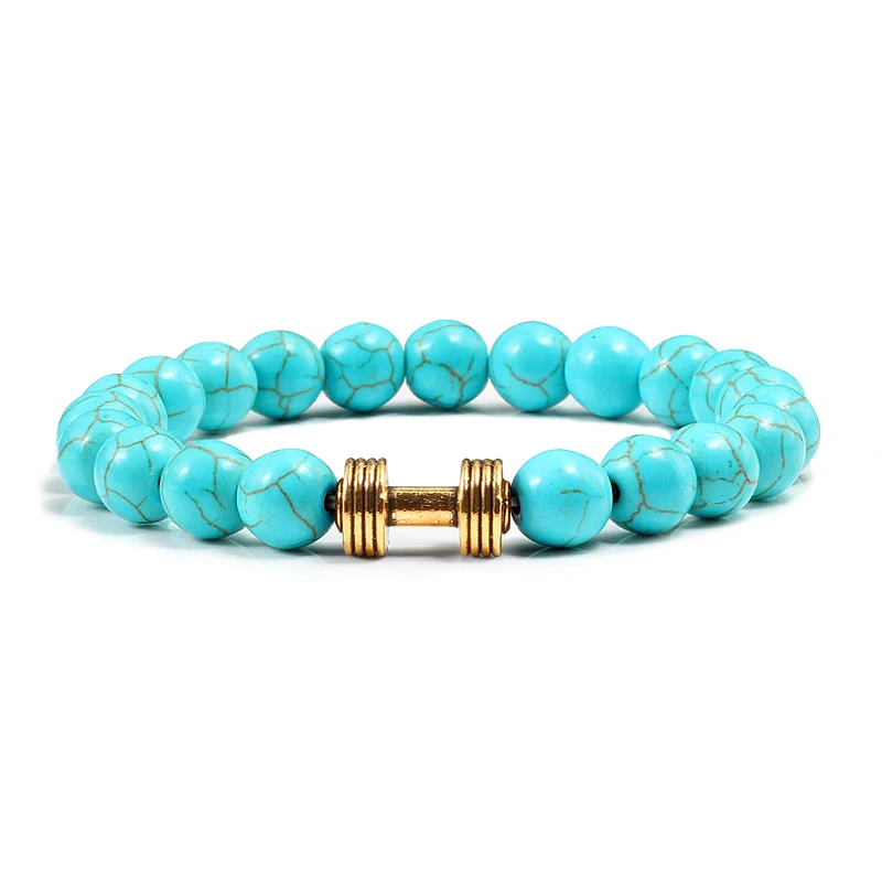 Trendy Jewelry Alloy Gold Barbell Bracelets Red Turquoises Natural Stone Bead Strand Bracelet Bangles Yoga Men Women Accessories
Trendy Jewelry Alloy Gold Barbell Bracelets Red Turquoises Natural Stone Bead Strand Bracelet Bangles Yoga Men Women Accessories