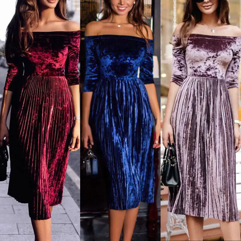 2018 Summer New Style Fashion Casual Women's Velvet Casual Mid Sleeve Cocktail Solid Party Knee Length Dress
2018 Summer New Style Fashion Casual Women's Velvet Casual Mid Sleeve Cocktail Solid Party Knee Length Dress
