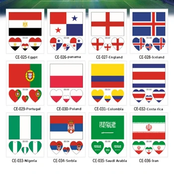 10PCS World Football Cup Tattoo Stickers Waterproof Flag Tattoo Stickers Heart-shaped on Face Arm 18 Teams Football Stickers
10PCS World Football Cup Tattoo Stickers Waterproof Flag Tattoo Stickers Heart-shaped on Face Arm 18 Teams Football Stickers