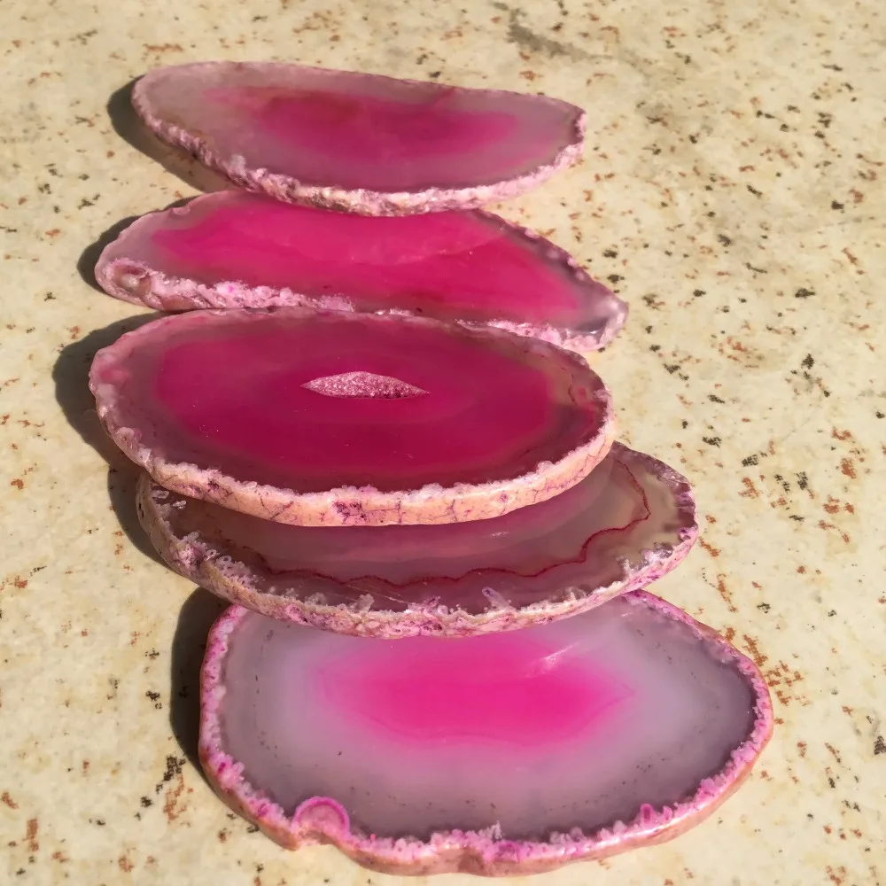 5pcs Natural agate slices Pink dyed agate stone slices for decoration
5pcs Natural agate slices Pink dyed agate stone slices for decoration