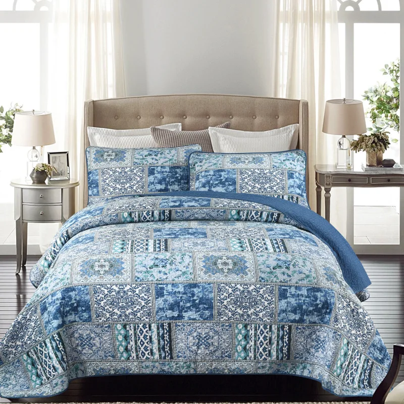 CHAUSUB Bedspread Quilt Set 3PCS Denim Blue Printed Cotton Quilts Bed Cover Pillowcase King Queen Size Summer Quilted Coverlet
CHAUSUB Bedspread Quilt Set 3PCS Denim Blue Printed Cotton Quilts Bed Cover Pillowcase King Queen Size Summer Quilted Coverlet