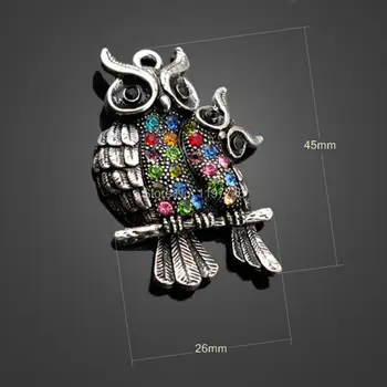 45x26mm 20pcs Vintage Silver Plated Zinc Alloy Metal Night Owl Charms With Colorful Crystal For European Bracelets Jewelry
45x26mm 20pcs Vintage Silver Plated Zinc Alloy Metal Night Owl Charms With Colorful Crystal For European Bracelets Jewelry