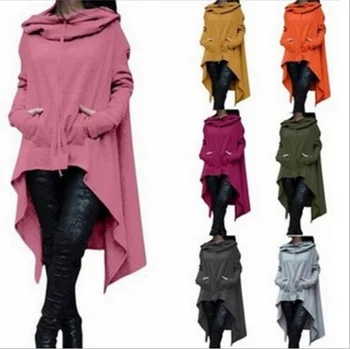 Autumn European and American hooded rope fashion women's medium and long pure color clothing
Autumn European and American hooded rope fashion women's medium and long pure color clothing