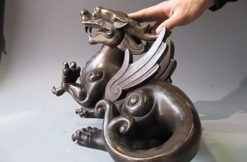 China Royal classical Pure Bronze Copper Carved Evil Fu Foo Dog kylin beast Lion 8.02
China Royal classical Pure Bronze Copper Carved Evil Fu Foo Dog kylin beast Lion 8.02