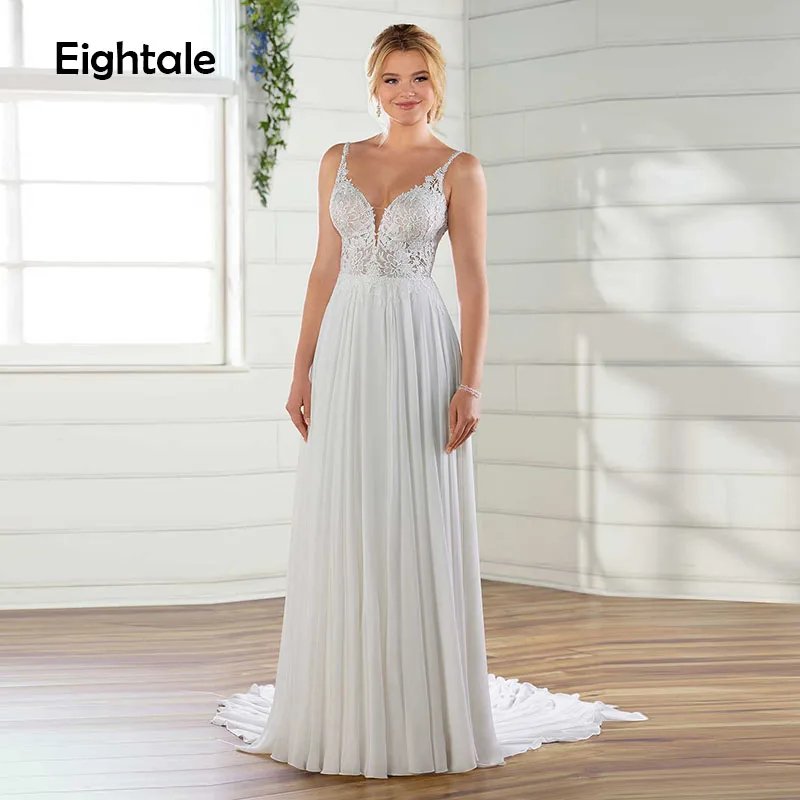 Eightale Boho Wedding Dresses 2019 Sweetheart Spaghetti Strap Boho Wedding Gowns Chiffon Backless Bride Dresses Robe De Mariee
Eightale Boho Wedding Dresses 2019 Sweetheart Spaghetti Strap Boho Wedding Gowns Chiffon Backless Bride Dresses Robe De Mariee