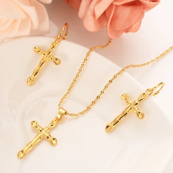 bamboo cross Necklace Earrings Set Gold Color Catholic Religious wedding bridal Jewelry Set Christmas birthday Gift For Women
bamboo cross Necklace Earrings Set Gold Color Catholic Religious wedding bridal Jewelry Set Christmas birthday Gift For Women