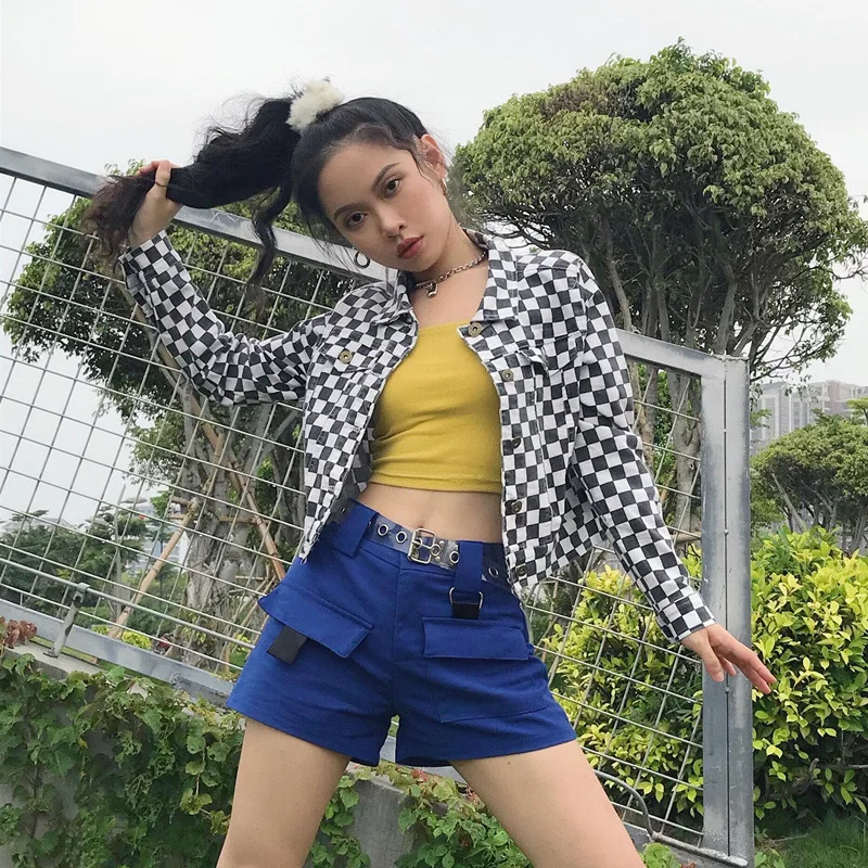 Streetwear Hiphop Korean Long Sleeve Crop Top Jean Coat Short Denim Jacket Checkerboard Plaid Jumper Harajuku Ulzzang 2018 2019
Streetwear Hiphop Korean Long Sleeve Crop Top Jean Coat Short Denim Jacket Checkerboard Plaid Jumper Harajuku Ulzzang 2018 2019