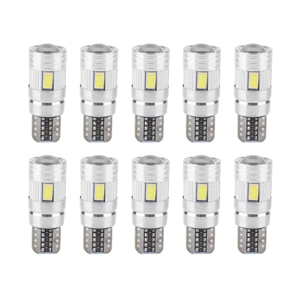 10 pcs T10 LED Bulb Decoding LED Bulbs SMD chips Each bulb built-in 6 ultra bright LED lamp beads less power consumption
10 pcs T10 LED Bulb Decoding LED Bulbs SMD chips Each bulb built-in 6 ultra bright LED lamp beads less power consumption