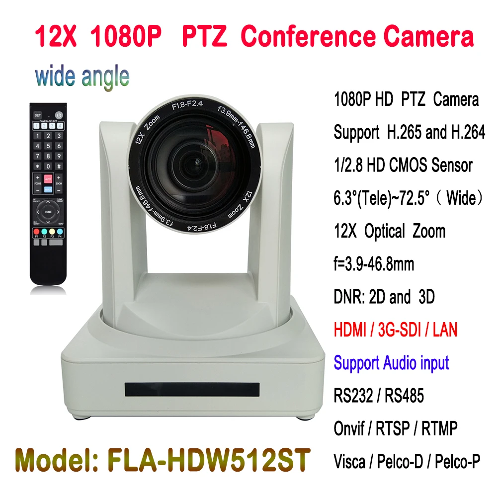 Wide Angle 12x Optical Zoom Broadcast & Conference Camera HDMI 3G-SDI IP Streaming White color
Wide Angle 12x Optical Zoom Broadcast & Conference Camera HDMI 3G-SDI IP Streaming White color